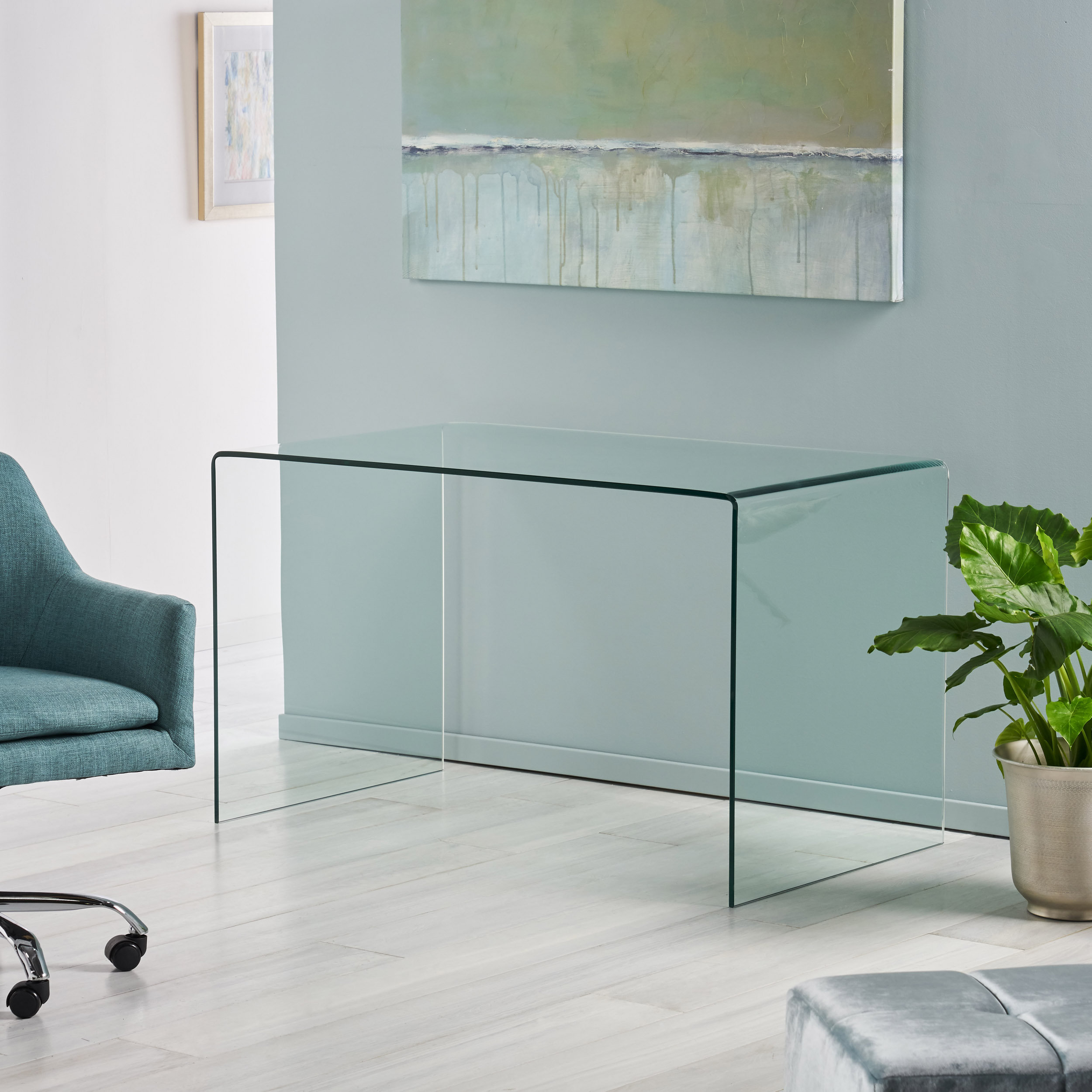 Orren Ellis Kokko Glass Desk Reviews Wayfair